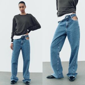Zara / Denim Distressed Cutout Sides Jeans